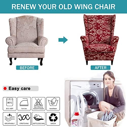 NILUOH Wingback Chair Covers 2-Piece, Armchair Slipcovers for Living Room