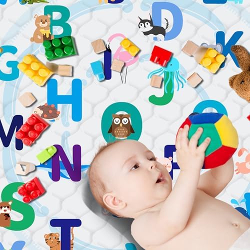 Baby Play Mat, Thick & Soft 50" X 50" Playpen mat (Animal Alphabet)
