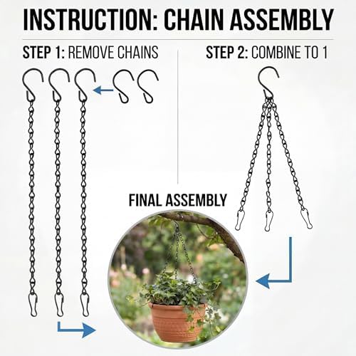 EBOOT 2 Pcs Hanging Chain for Bird Feeders Planters, 35 Inch, Black
