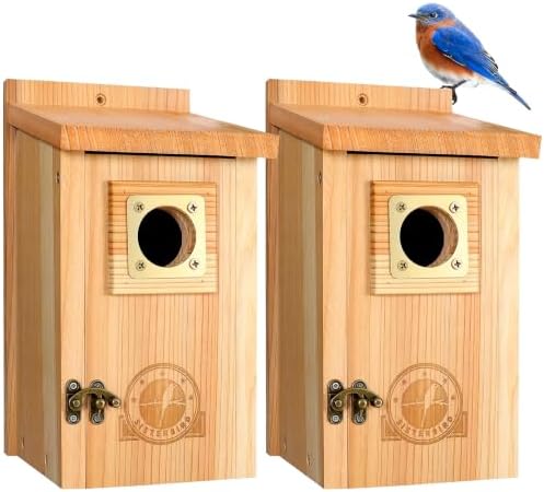 SISTERBIRD 2 Pack Bluebird Houses for Outside, Warming Gifts Bluebird House