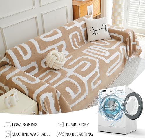 MEETSKY Boho Couch Cover Sofa Cover Washable,Chenille Sofa Covers for 2 Cushion Couch Sofa, Sofa Slipcover Loveseat Pet Couch Covers for Sectional Sofa,71" X118"