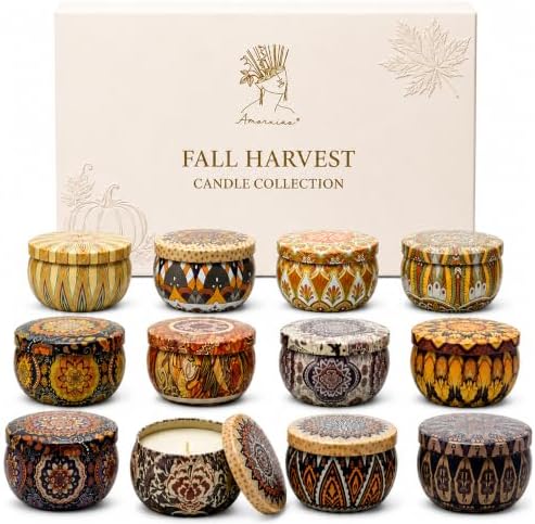 Fall Scented Candles Gift Set, 12 Pack Soy Candles for Home, 2.5 oz Each