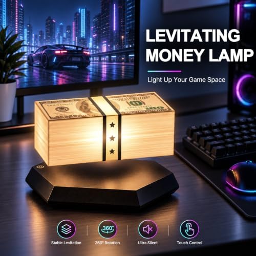 Floating Money Lamp, Magnetic Levitation Dollar Lamp with 3-Color LED