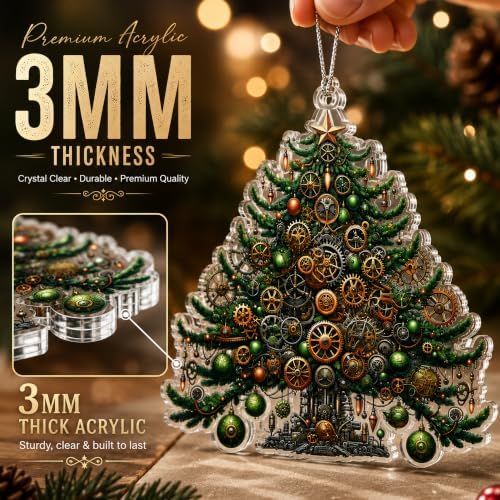 Steampunk Christmas Tree Ornament 2026 with Clockwork Gear Design