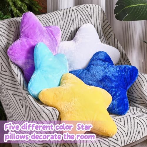Soaoo 5 Pcs Star Fluffy Pillow Star Shape Pillow, Classic Mix