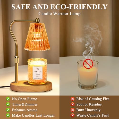 seenlast Red Candle Warmer Lamp with Timer Dimmer Adjustable Height,Mothers Day Gifts,Electric Wax Warmer Vintage Home Decor for Scented Jar Candles,Birthday Gifts for Women
