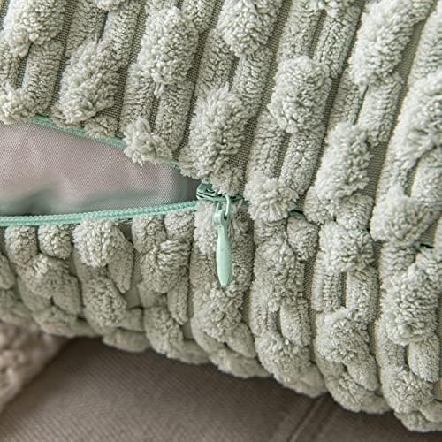 MIULEE Decorative Throw Pillow Covers 20x20 Light Green Textured Corduroy