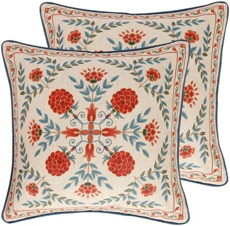 patdrea Designer French Vintage Throw Pillow Cover,18"x18",Set of 2