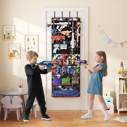 Mefirt Over the Door Storage for Nerf Guns, Hanging Toy Blasters Organizer