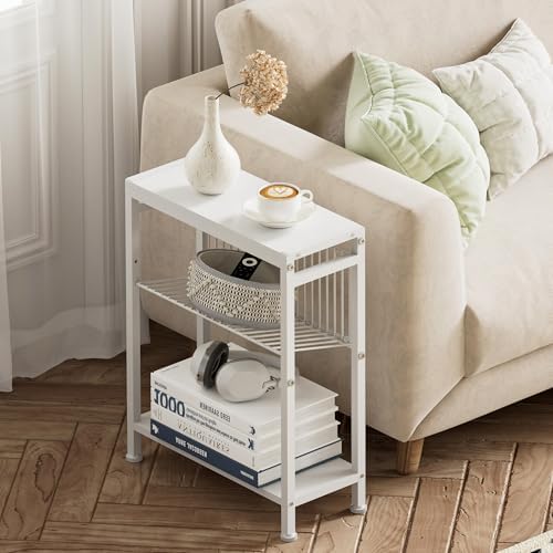 Narrow Side Table, 3-Tier End Table, Small Nightstand