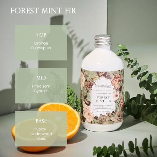 M&SENSE Reed Diffuser Set, Forest Mint Fir, 17oz Natural Essential Oil