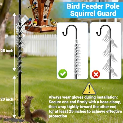 80 inch Bird Spikes/Squirrel Baffle for Bird Feeder Pole, Deters Raccoons