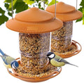 Outdoor Bird Feeder, Retractable Bird Feeder Hanging, Metal Hanger, Rainproof & Leak-Proof, Terracotta, Pack of 2