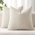 MIULEE Decorative Throw Pillow Covers 20x20 Cream White Textured Corduroy