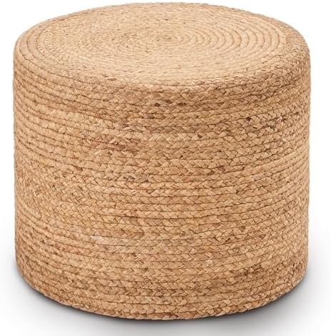 18'' Boho Ottoman Pouf Natural Water Hyacinth Rustic Handmade Lounge Pouffe