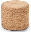 18'' Boho Ottoman Pouf Natural Water Hyacinth Rustic Handmade Lounge Pouffe