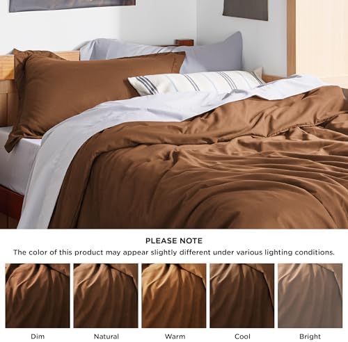 Bedsure Twin/Twin XL Duvet Cover, Soft Double Brushed Bedding Set, Brown