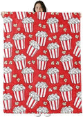 Popcorn Blanket Gifts for Boys Girls Kids, Retro Popcorn Buckets and Movie Night Snack Warm Soft Flannel Throw Blankets for Travel, Sofa, Room, Bedroom Birthday Christmas Spring Decor, 60x80 in