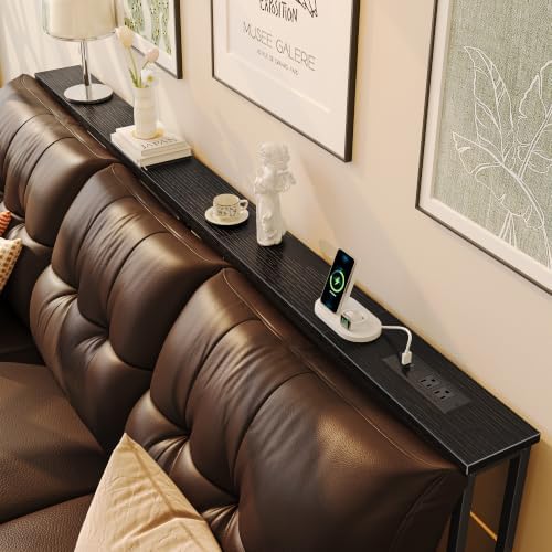 Huuger 78.7 Inch Console Table, Skinny Sofa Table with Charging Station