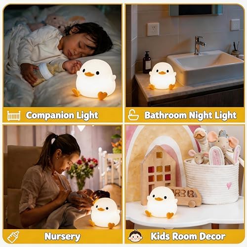 Amaredom DoDo Duck Night Light, Cute Silicone Duck Lamp for Baby Nursery