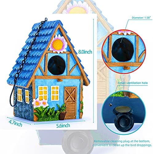 Garden Bird House, Hanging Birdhouse for Wren, Finch & Bluebird Red