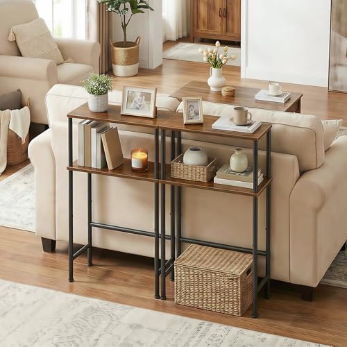 HOOBRO Narrow Console Table for Small Space, 15.7" Entryway Table 2-Tier