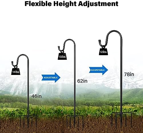 Shepherd Hooks for Outdoor, 2 Pack 78 Inch Bird Feeder Pole with 5 Prongs Base for Hanging Lantern, Hummingbird Feeder, Lightweight Plant, Shepherds Hook for Bird Feeders for Outside