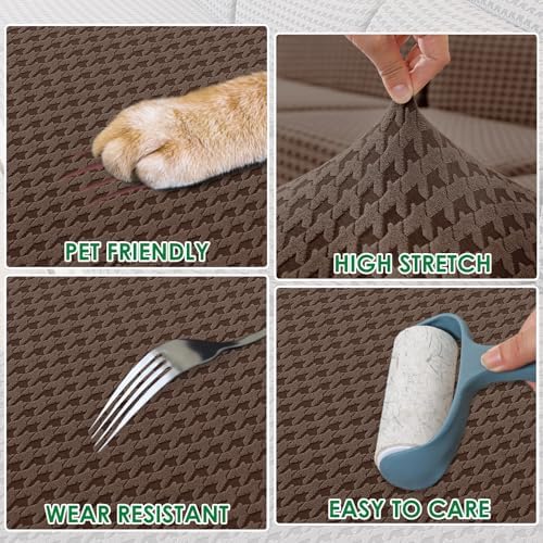 MAXIJIN Stretch Extra Large Couch Cover Sofa Covers (91"-110" Oversized Sofa Slipcovers with Non-Slip Foam & Elastic Strap, Dog Cat Pet Friendly Furniture Protector (X-Large, Brown)