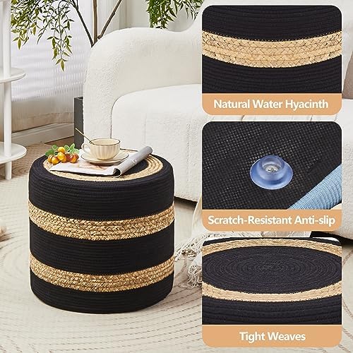 18'' Ottoman Pouf Natural Braided Poof Rustic Handweave Lounge Pouffe