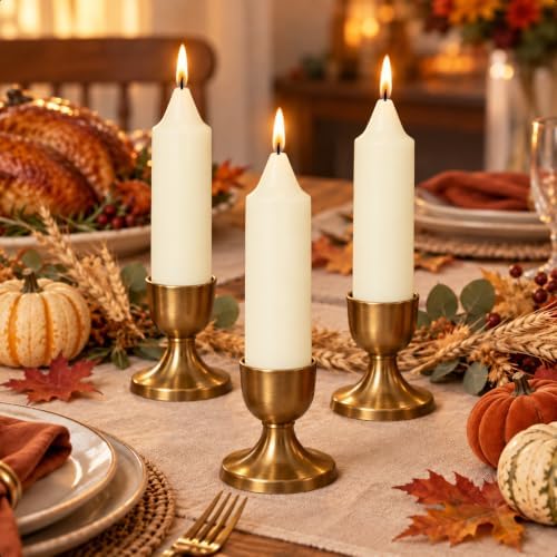 NJAO HOO Ivory Short Taper Candle 5 Inch Candlesticks Unscented Dripless Tapered Candle Set for Home Decor Wedding Party Dinner Candles, 4 Pack