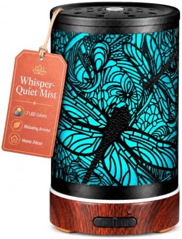 Essential Oils Diffuser,Aromatherapy Diffuser,Birthday for Women Mom Grandma,Metal Cool Mist Humidifier with 7 Colors Lights Waterless Auto Off Air Diffusers (Dragonfly)