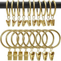 100 Pack Metal Curtain Rings with Clips, 1.5 in ID, Gold