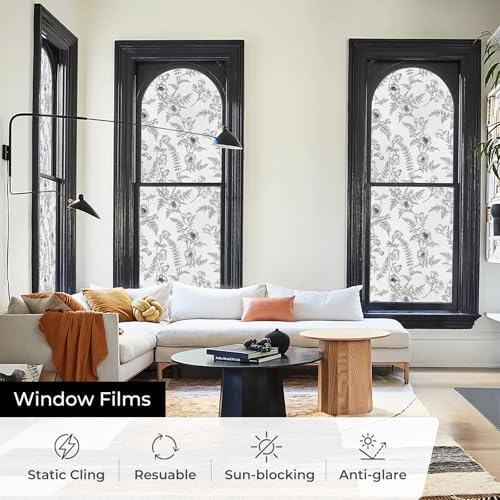 ADD.HERES Window Privacy Film, Glass Decorative Static Cling, 17.5" x 78.7"