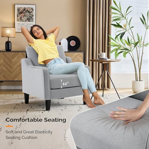 VINGLI Accent Chair, Linen Upholstered Armchair, 380 LBS, Living Room