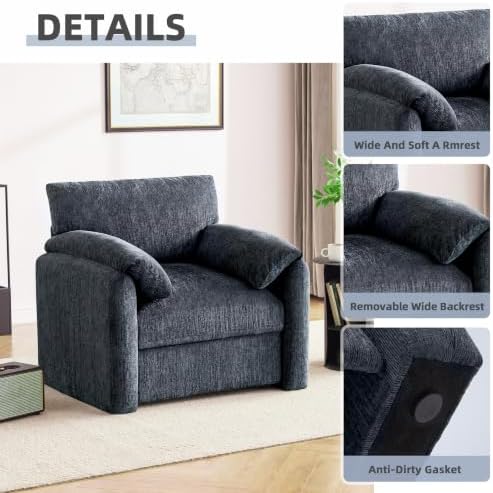 Howjoe 2 Pack Accent Chair for Living Room, Oversized Armchair, Blue