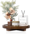 Round Decorative Tray Farmhouse Kitchen Decor Soap Dish, 9" Walnut