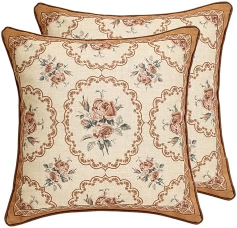 patdrea Designer Vintage Square Throw Pillow Cover,18"x18",Set of 2