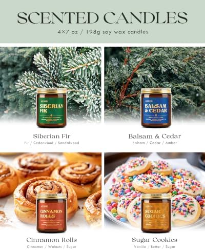 AOOVOO 4 Pack Winter Candles Set - 28 oz Candle Gift for Home Scented