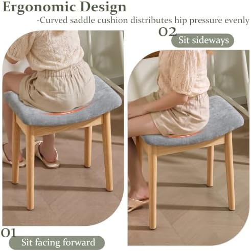 Royal Windsor Vanity Stool, 18" H Makeup Chair,Small Ottoman Stool