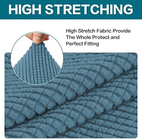 Turquoize Stretch Sofa Slipcover 2 Pieces Sofa Cover Couch Cover for 3 Cushion Couch Washable Furniture Protector Covers with Elastic Bottom Feature Thick Jacquard Fabric (Sofa, Storm Blue)