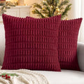 MIULEE Christmas Corduroy Decorative Pillow Covers 16x16 Burgundy Pack of 2