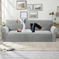MAXIJIN Stretch Extra Large Couch Cover Sofa Covers (91"-110" Oversized Sofa Slipcovers with Non-Slip Foam & Elastic Strap, Dog Cat Pet Friendly Furniture Protector (X-Large, Light Gray)
