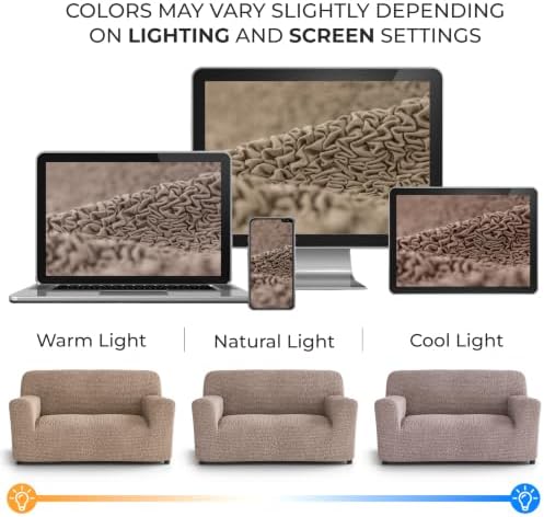 PAULATO Premium Stretch Couch Covers for Sofa - Sofa Chair Cover Washable, Dogs & Pets Friendly - Elastic Polyester Loveseat Slipcovers - Non-Slip Love Seat Couch Covers - Soft Taupe (40"-63" Wide)
