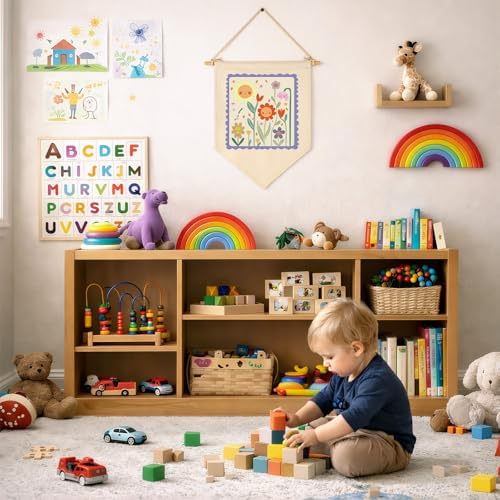 Spring Day-Nursery Wall Decor Gift for Baby Boys Girls Kids-Canvas Hanging Banner Pennant Wall Decor Gift for Nursery Homeschool Baby Room Playroom Reading Room Bedroom