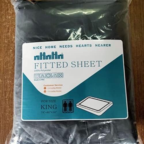 NHNHN 2 Pack Fitted Sheet-Deep Pockets-Soft Microfiber-Easy Care-Shrinkage and Fade Resistant-Fitted Sheets King Size for Girl Woman Teens Kids-2 Sets of Fitted Sheet (King,Dark Grey)