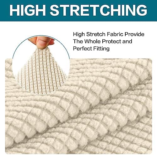 Turquoize Sofa Covers Washable 2 Piece Sofa Covers for 3 Cushion Couch Sofa Slipcovers Stretch Couch Covers Slip Covers with Elastic Bottom Feature Thick Jacquard Fabric (Sofa, Biscotti Beige)