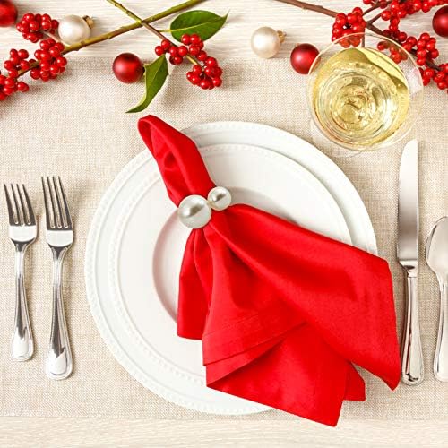 KESOTE Pearl Napkin Rings Set of 12 Gold, Elegant Classy, for All Occasions