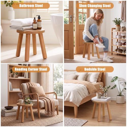 Solid Wooden Stool, Plant Stand, Step Stool,Small Round Stool,Walnut, 9" H