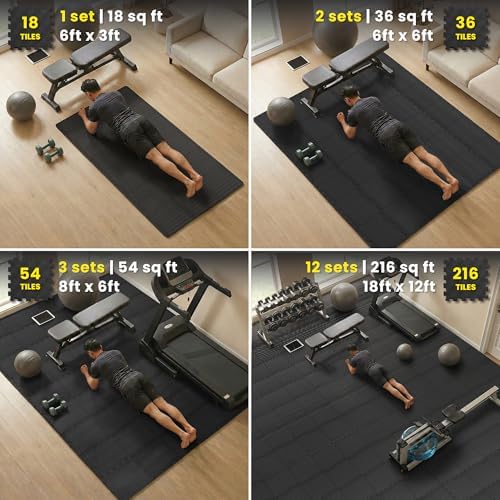 bemaxx Gym Mats Set - EVA Interlocking Foam Floor Tiles Workout Mat Puzzle