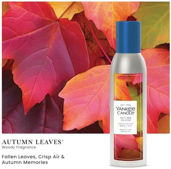 Yankee Candle Concentrated Room Spray Air Freshener, Instant Home Fragrance, Odor Eliminating Spray, Autumn Leaves (Pack of 3)